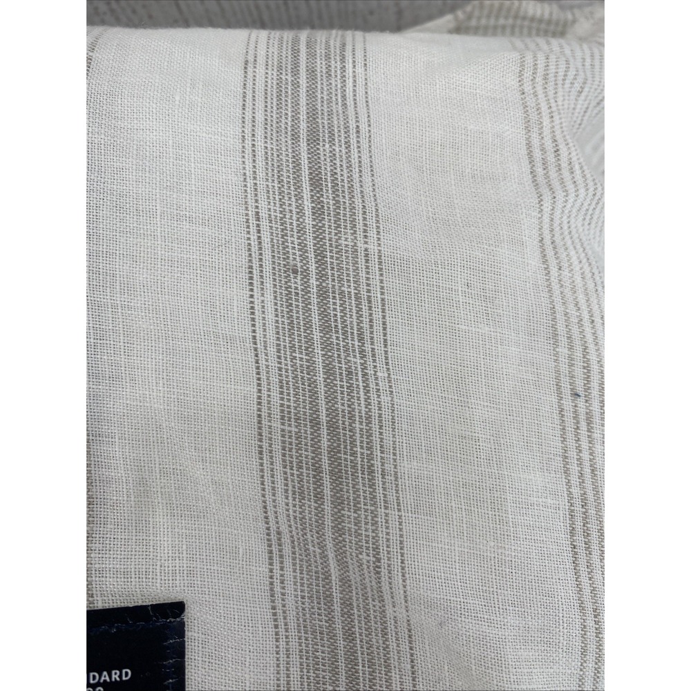 Brooks Brothers Duvet Set QUEEN Cream Beige Stripe 100% European Flax Linen - Picture 6 of 14